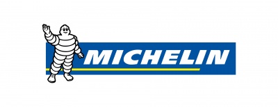 Logotipo da marca Michelin com boneco e texto em fundo branco.