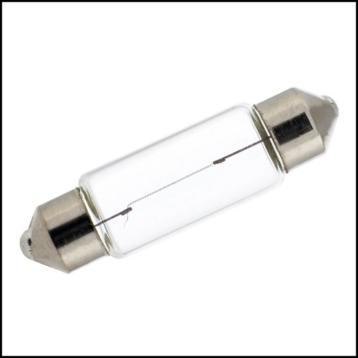 Lâmpada tubular de vidro com extremidades metálicas prateadas