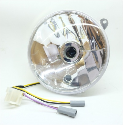 Farol redondo automóvel transparente com fios e conectores