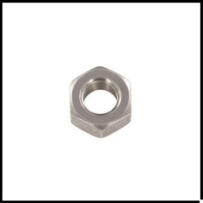 Porca hexagonal metálica prateada com rosca interior
