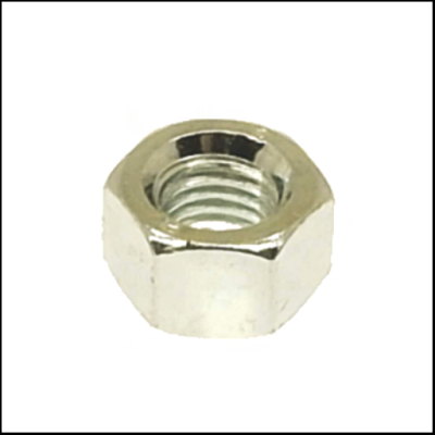 Porca metálica hexagonal prateada com rosca interna