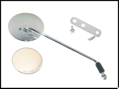 Espelho retrovisor lateral metálico para bicicleta ou moto com suporte e parafusos