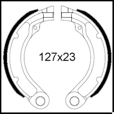 Par de sapatas de travão com texto 127x23