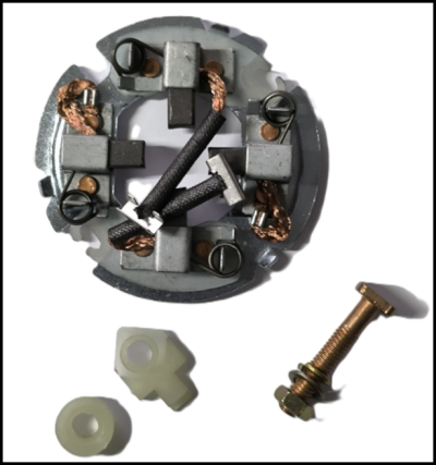 Escovas de carvão e peças metálicas e plásticas para motor