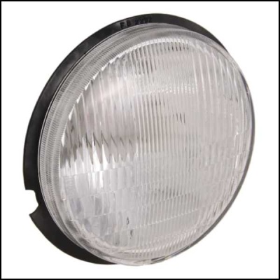 Farol redondo de vidro transparente com moldura preta