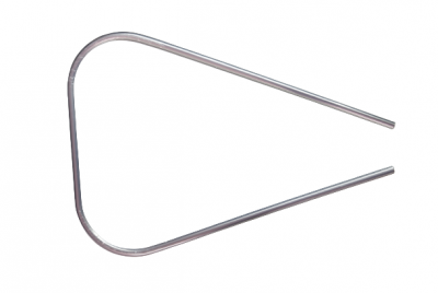 Arame metálico prateado em forma de triângulo arredondado