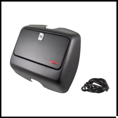 Mala rígida preta para mota com fechadura e correia preta