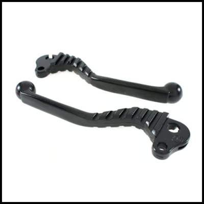 Par de manetes de motocicleta pretas em metal com relevo