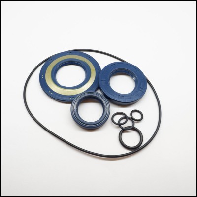 Conjunto de juntas e retentores de borracha azul e preta, vários tamanhos