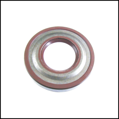 Rolamento metálico com anel vermelho sobre fundo branco