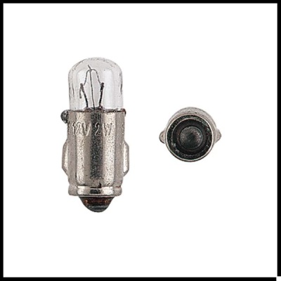 Lâmpadas pequenas 12V 2V com base metálica e vidro transparente