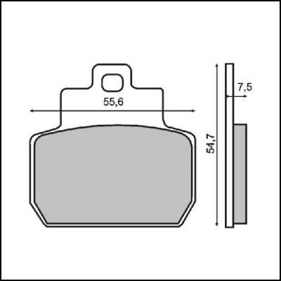 Desenho técnico de pastilha de travão com dimensões em milímetros.