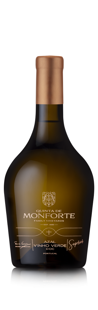 Garrafa de vinho Quinta de Monforte Azal Vinho Verde DOC com tampa cobre