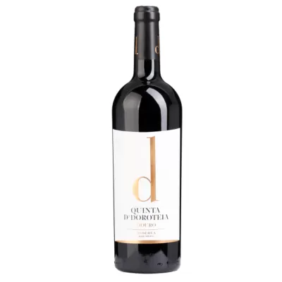 Garrafa de vinho Quinta DDoroteia Reserva 2018 com rótulo branco e dourado