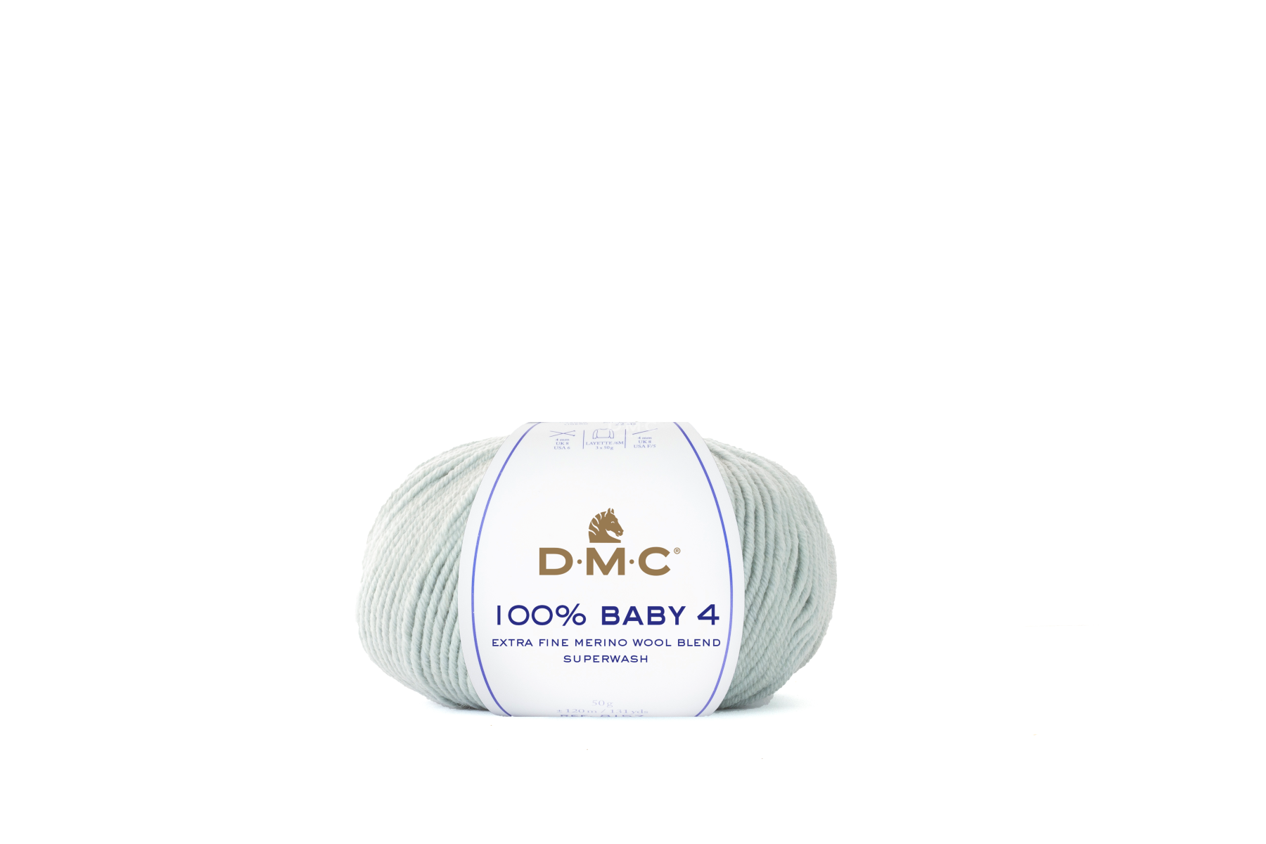 Novelo de fio para tricô DMC 100% Baby 4 cinza claro