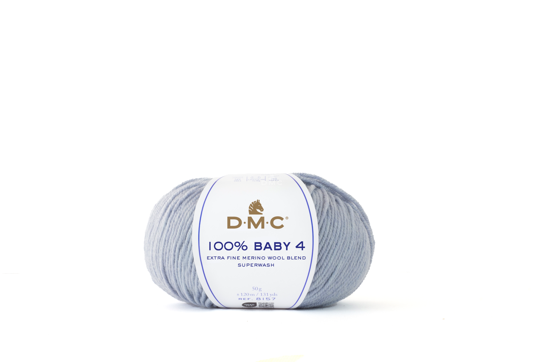 Novelo de lã cinzenta clara com etiqueta D M C