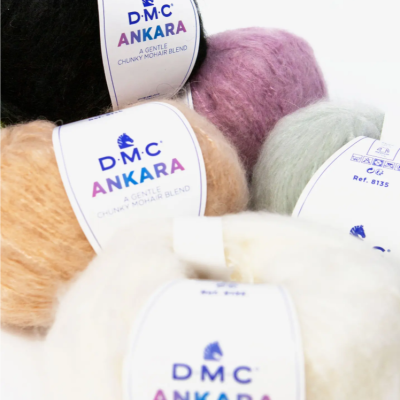 Rolinhos coloridos de lã macia para tricô com etiquetas DMC ANKARA