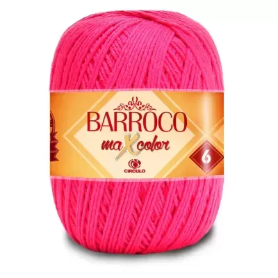 Novelo de fio rosa Barroco Maxcolor com etiqueta amarela