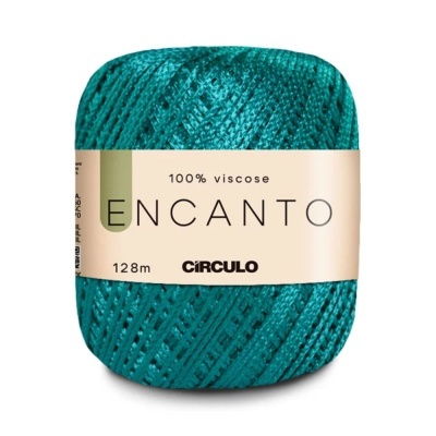 Rolo de linha verde azulado de viscose com etiqueta ENCANTO da marca CÍRCULO