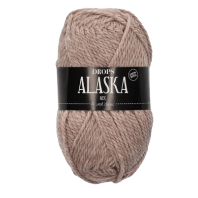 Novelo de lã rosa claro com etiqueta preta DROPS ALASKA