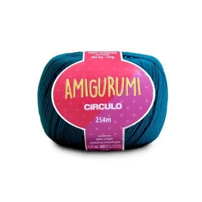 Bola de fio de algodão azul com etiqueta vermelha Amigurumi Círculo 254m