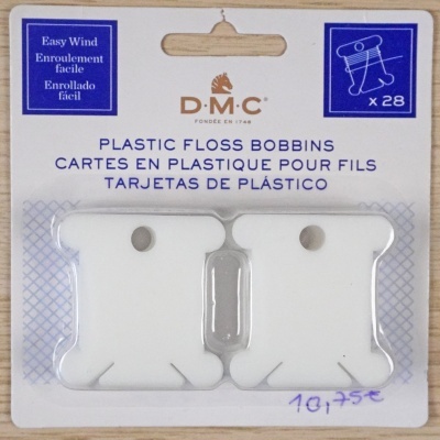 Cartão plástico branco para linha de bordado DMC embalagem com texto