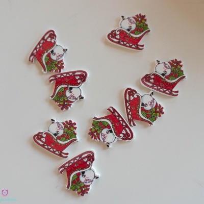 Botões decorativos de trenó de Natal vermelhos com boneco de neve