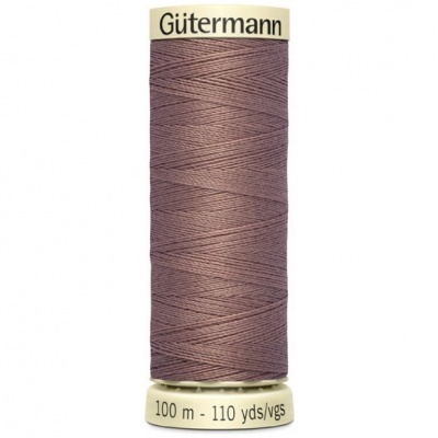 Bobina de linha de costura castanha Gütermann com etiqueta 100 m - 110 yds/vgs