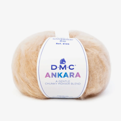 Novelo de lã grossa mesclada mohair bege com etiqueta branca DMC Ankara