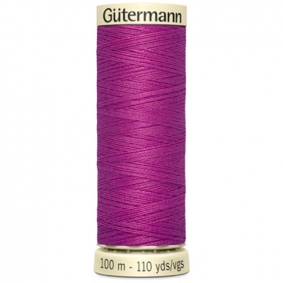 Rolo de linha de costura roxa Gütermann com etiqueta de 100 m - 110 yds/vgs
