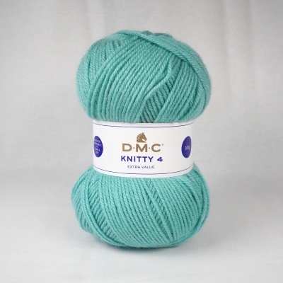 Mola de lã D.M.C Knitty 4 cor turquesa com etiqueta branca