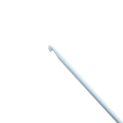 Agulha de crochet branca com ponta curva