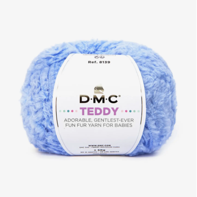 Rolo de fio azul claro DMC TEDDY com etiqueta branca