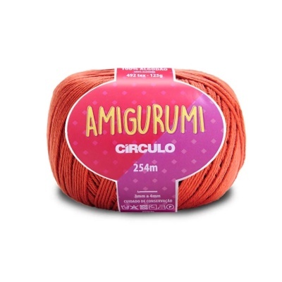 Novelo de fio para tricô ou crochê Cor Círculo Amigurumi laranja com etiqueta rosa