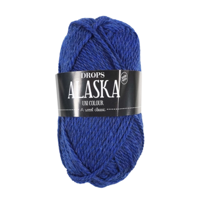 Novelo de lã azul DROPS ALASKA com etiqueta preta