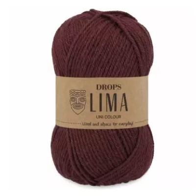 Novelo de lã e alpaca vinho com etiqueta DROPS LIMA