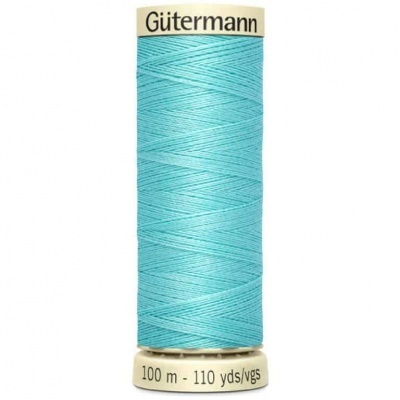 Carretel de fio de costura azul da marca Gütermann, 100 metros.