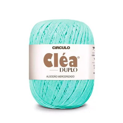 Novelo de fio de algodão mercerizado azul turquesa Cléa Duplo da marca Círculo