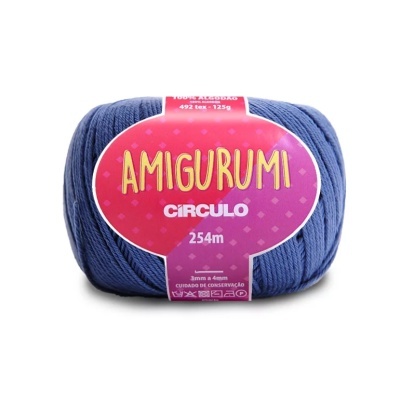 Novelo de fio azul algodão com etiqueta cor de rosa Amigurumi Círculo