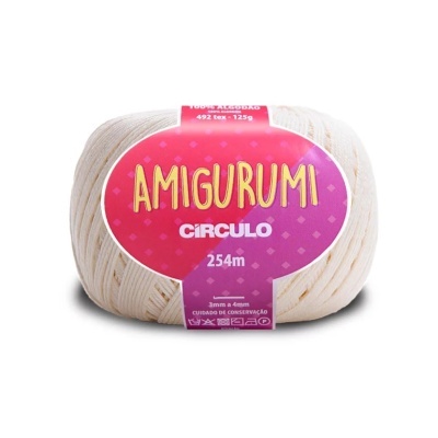 Novelo de fio creme Amigurumi Círculo com rótulo rosa
