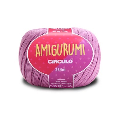 Novelo de fio de algodão rosa para amigurumi com rótulo colorido