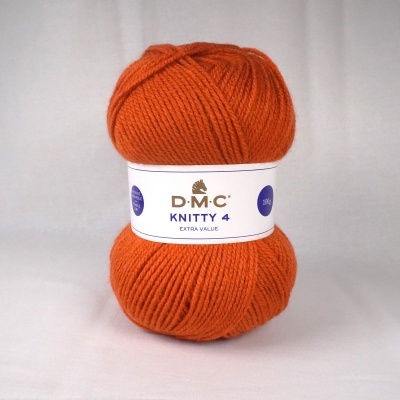 Novelo de lã laranja DMC KNITTY 4 EXTRA VALUE com etiqueta branca