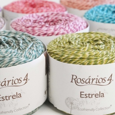 Novelos de fio Rosários 4 Estrela de várias cores entrelaçadas bicolores