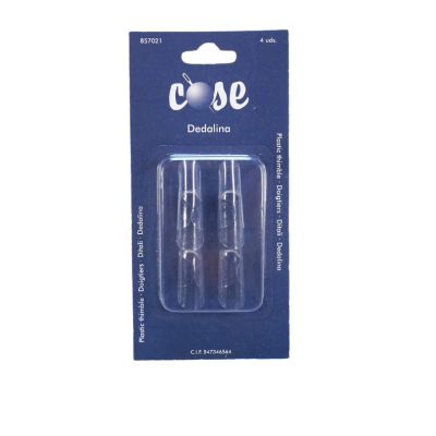 Embalagem azul com dois dedais transparentes Cose Dedalina