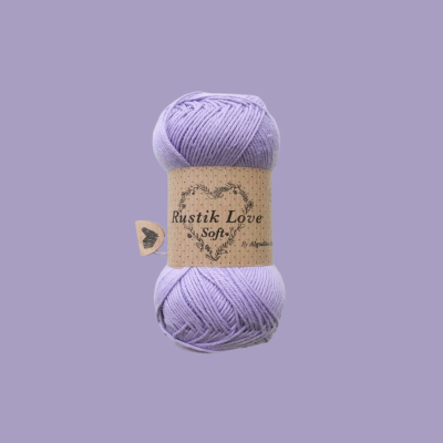 Novelo de lã lilás Rustik Love Soft Algodão com etiqueta castanha