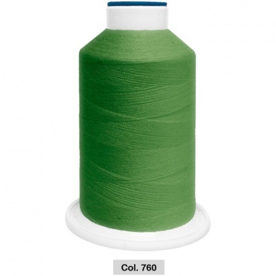 Carretel de linha de costura verde com base e topo brancos