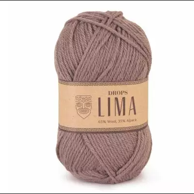 Novelo de fio DROPS LIMA castanho claro com etiqueta de papel