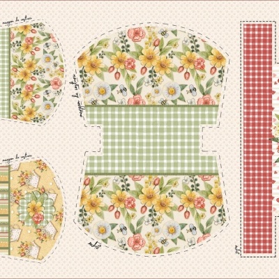 Papéis decorativos florais e listrados em várias formas recortadas