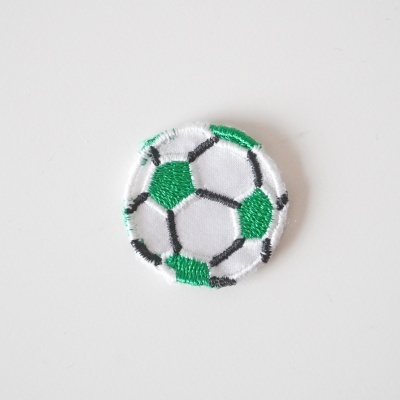 emblema bordado bola de futebol redondo branco verde preto