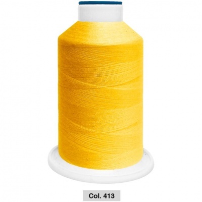 Rolo de linha de costura amarelo Col. 413 em carretel branco